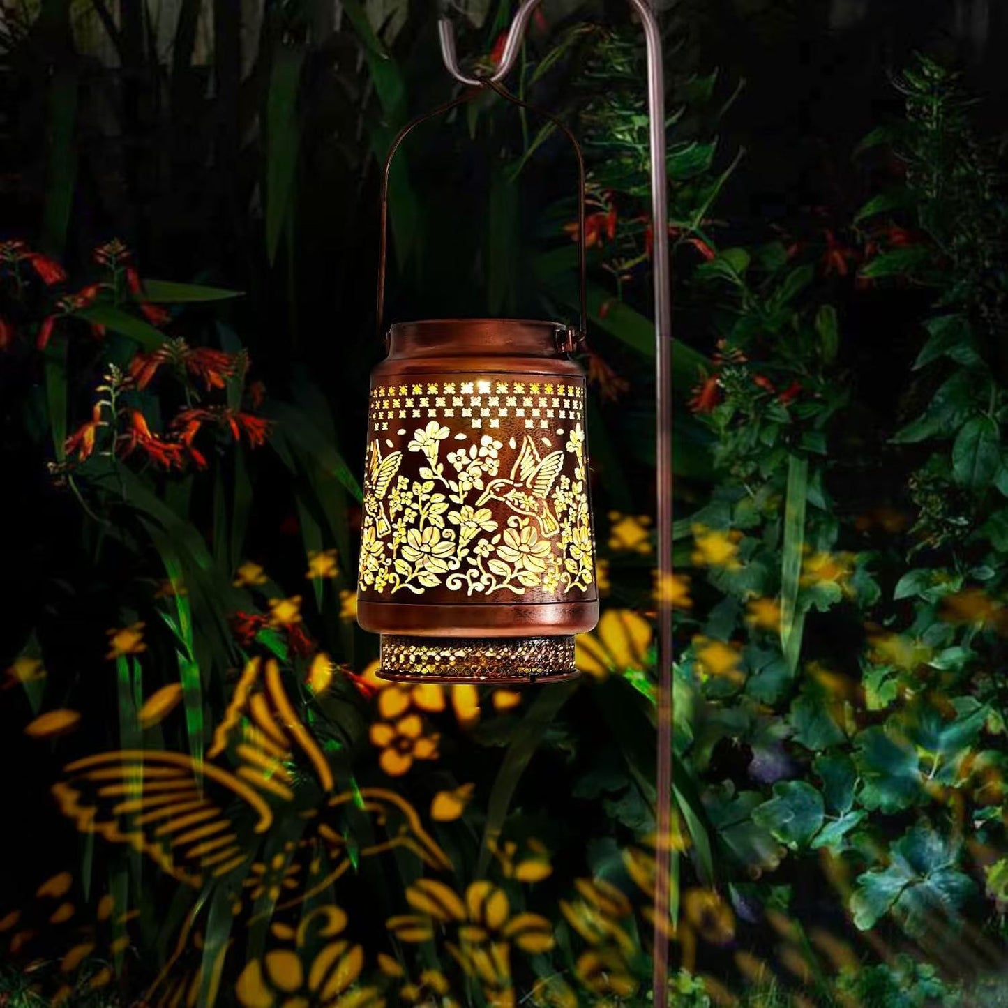 Solar Hummingbird Barn Lantern Outdoor Waterproof Projection Lamp Decorative Courtyard Garden Hanging Light
