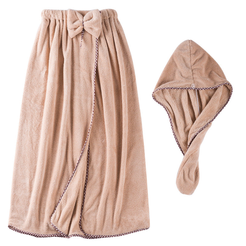 Coral Fleece Wearable Bath Towel Skirt Soft Absorbent Korean Style Bath Wrap Quick Dry