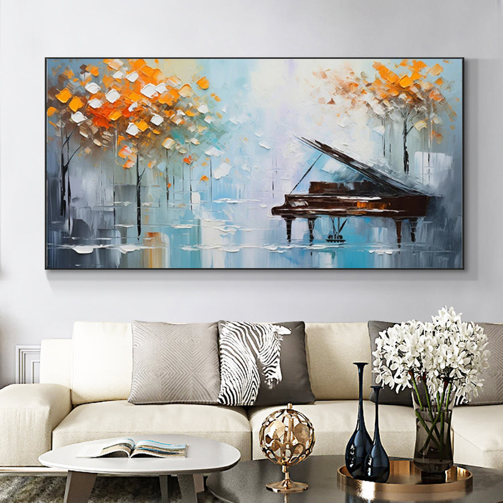 Handmade Oil Painting – Palette Knife Tree Abstract Landscape Canvas Wall Art for Home & Office Decor