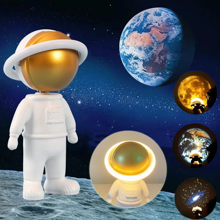 New Astronaut Star Projector Lamp USB Rechargeable Rotatable Night Light Bedside Galaxy Atmosphere Bedroom Decor