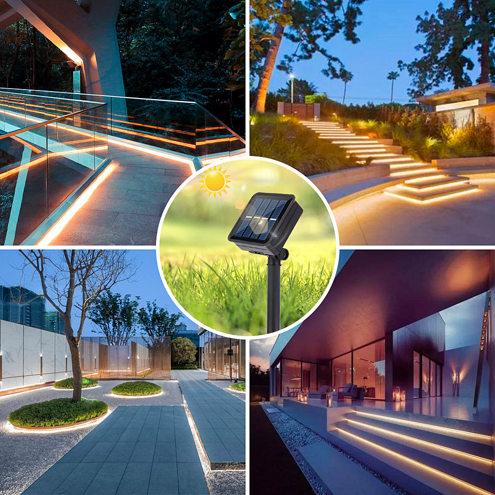 Solar Lights Strip with 90LED Waterproof Outdoor Garden Decorative LED Strip Light for Pathway Fence Patio