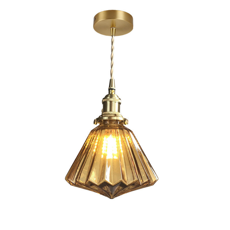 Japanese-Style Brass & Glass Pendant Light – Elegant Modern Ceiling Lamp