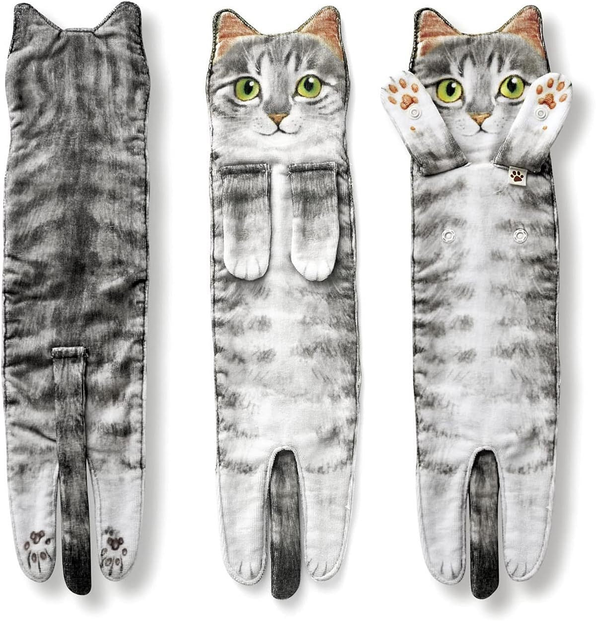 Long Cat Hand Towel Cute Cat Shape Bathroom Kitchen Absorbent Hanging Handkerchief Towel