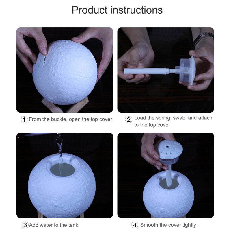 Creative Moon Night Light Air Humidifier Ultrasonic Aroma Diffuser with Soft Glow for Bedroom Home Decor