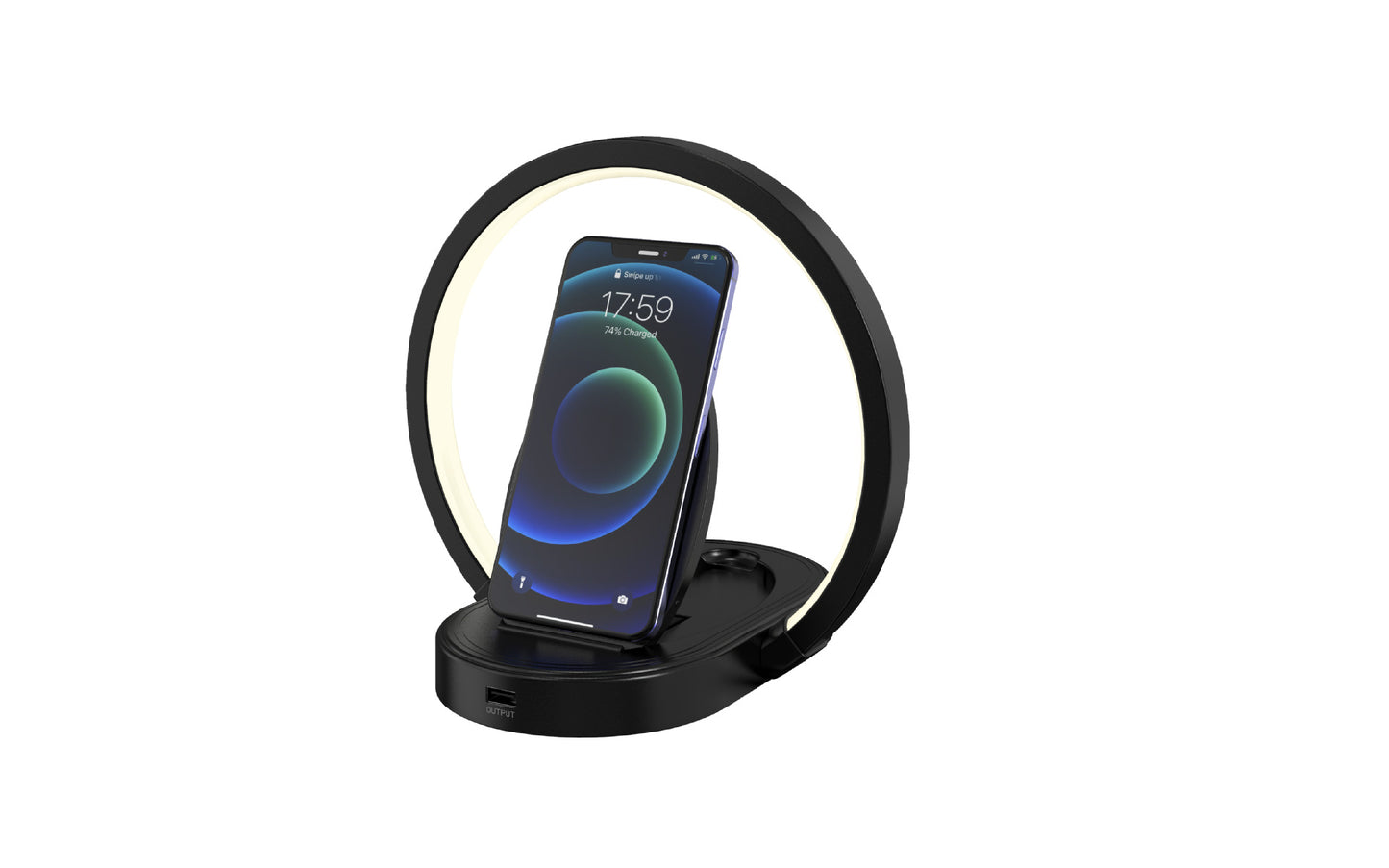 Night Light Lamp Bluetooth Speaker 10W Wireless Charger Table Lamp USB Charging Phone Holder with Dynamic Color LED