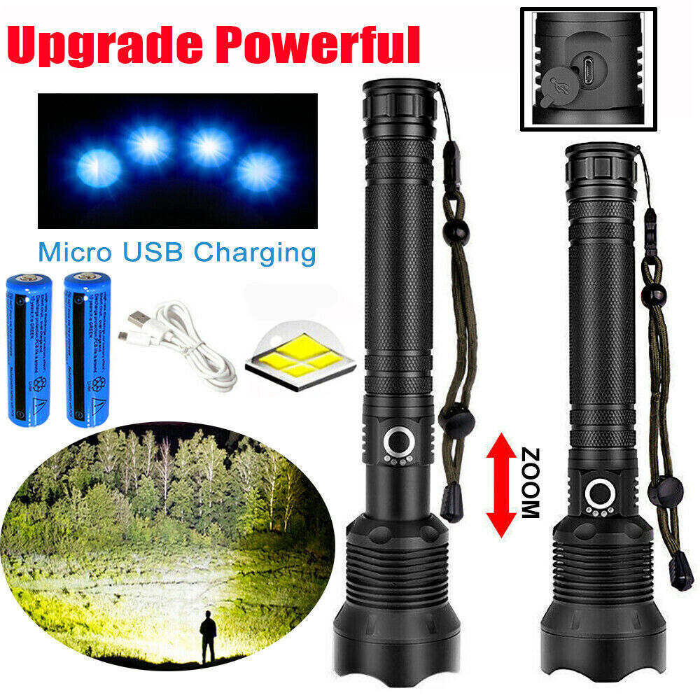 Super Bright 2500000LM LED Flashlight – USB Rechargeable Tactical Torch for Outdoor Use