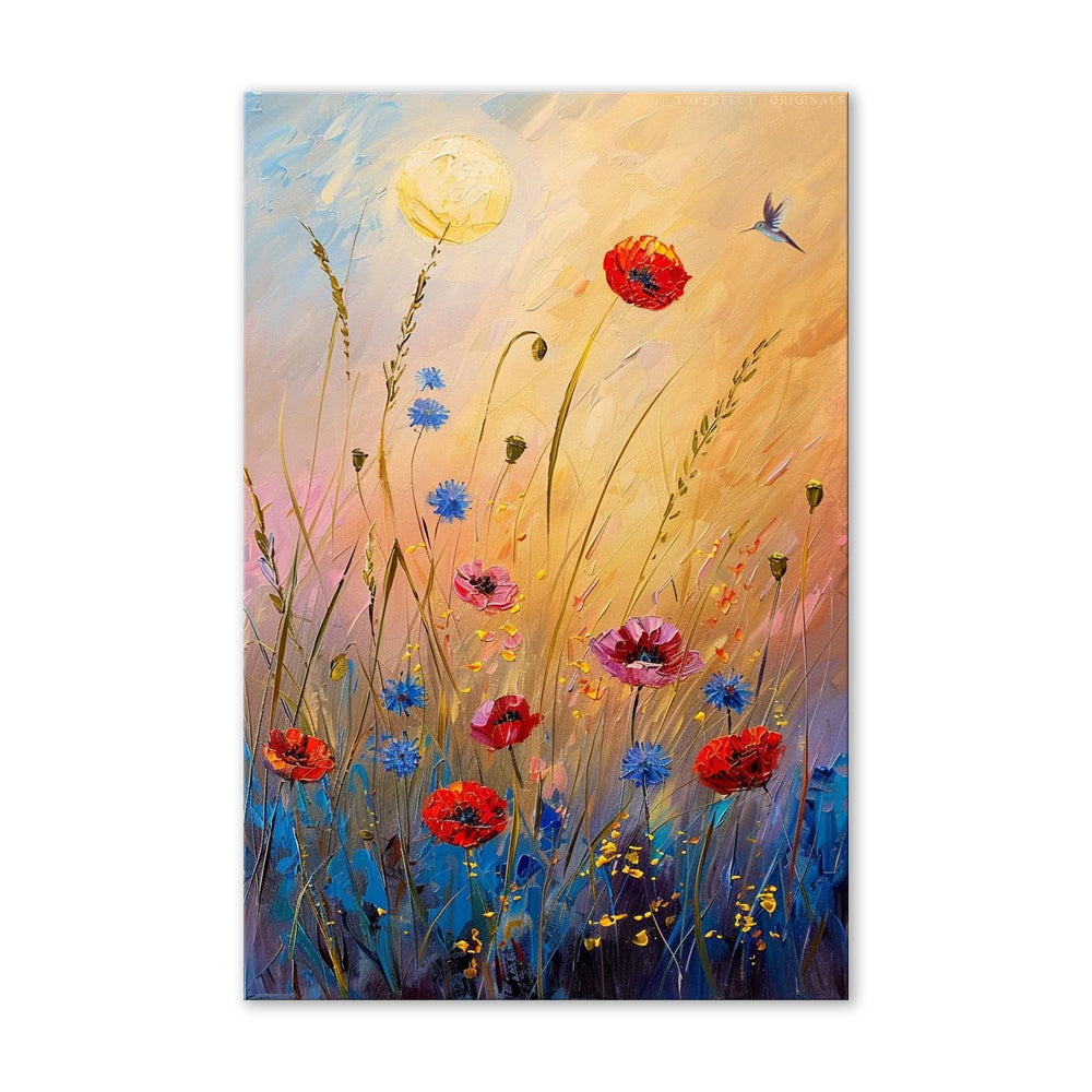 Handmade Abstract Flower Oil Painting – Canvas Wall Art for Living Room Home Decor (Frameless Unstretched Roll)