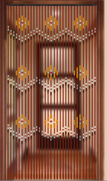 Three Wave Door Curtains Bamboo Wood Bead Curtain Extended Version Decorative Hanging Divider for Home Entrance