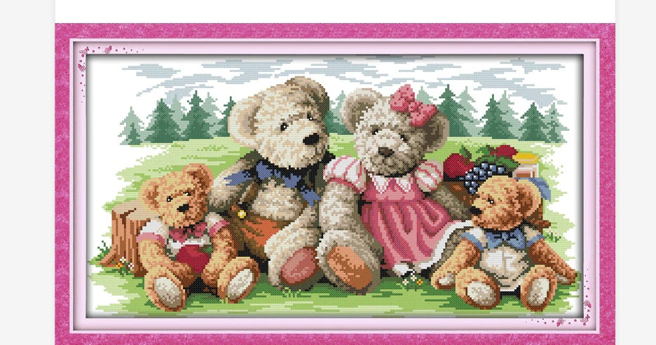 Bear Cross Stitch Kit – DIY Embroidery Craft Set for Home Decor & Gift