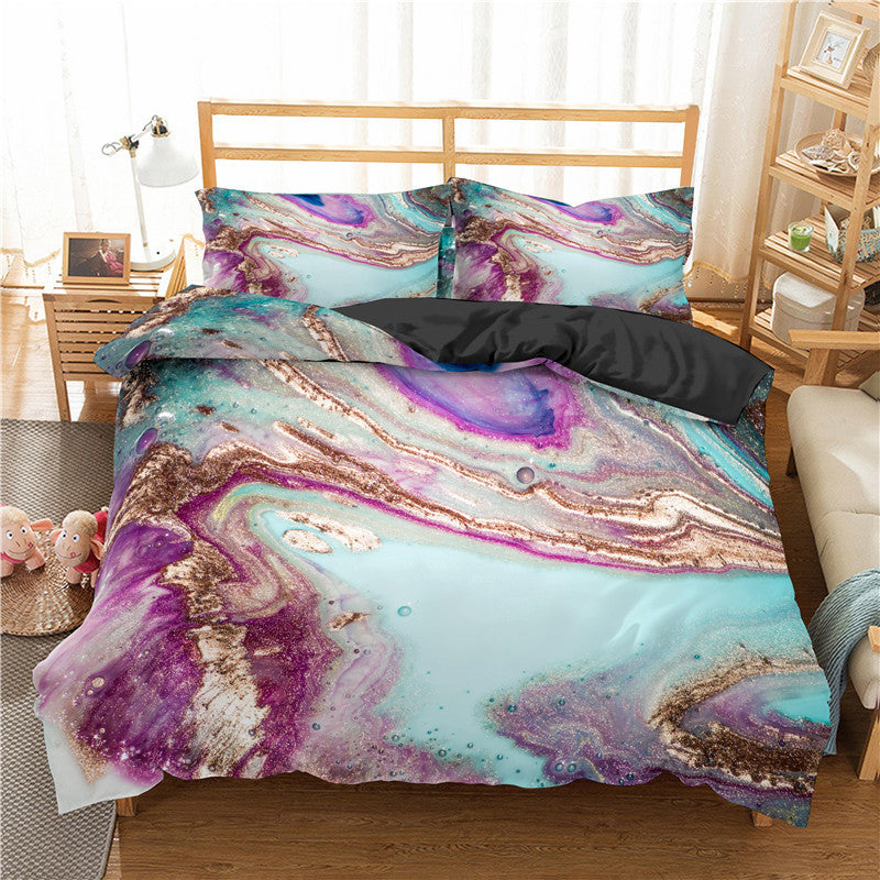 Modern Marble 3D Printed Quilt Cover Set – Luxury Bedding with Matching Pillowcases