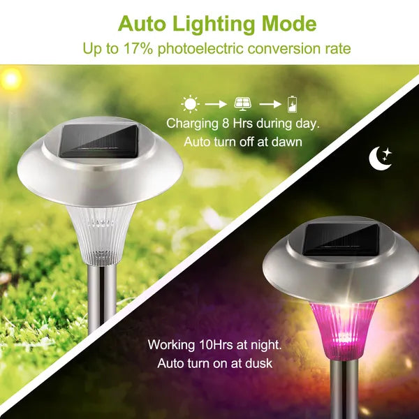 4-Pack Solar Garden Lights – Color Changing IP44 Waterproof Outdoor Pathway & Landscape Lamps