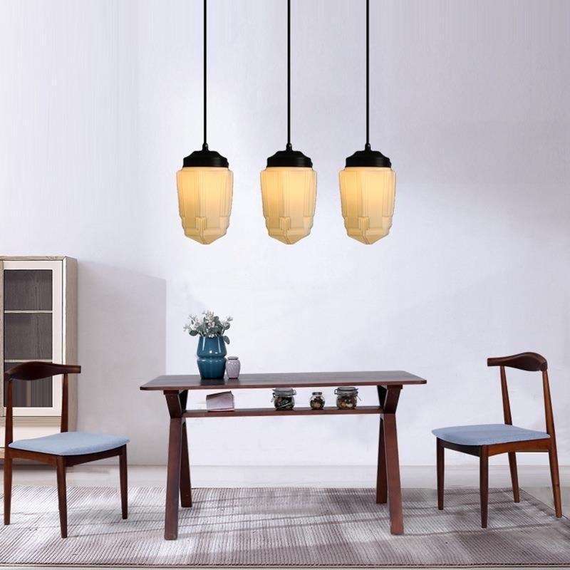 Retro Industrial Single-Head Chandelier – Cream Pendant Light for Living & Dining Room