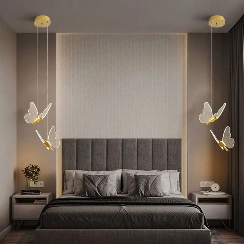 Modern Butterfly Chandelier Lamp – Long Line Minimalist Bedroom Bedside Light