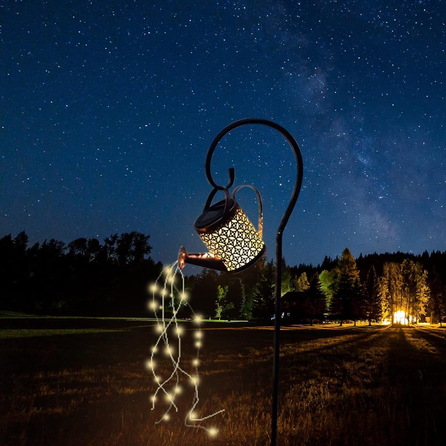 2-Pack LED Watering Can Solar String Lights Outdoor Solar Decorative Garden Hanging Lights for Patio Yard Decor