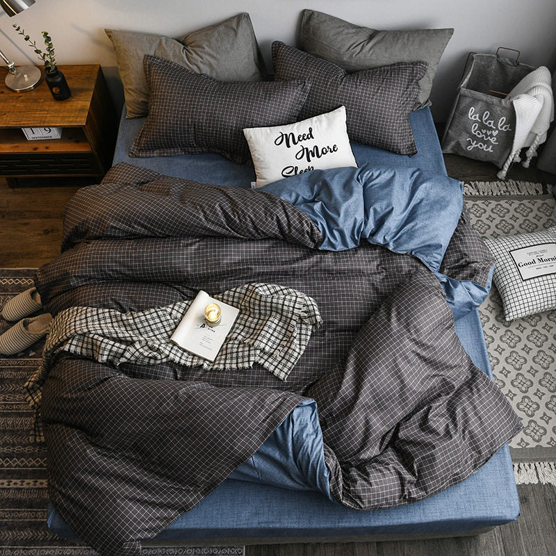 4 Piece Bedding Set Duvet Cover Quilt Bed Sheets Pillowcases Soft Bedroom Bed Set