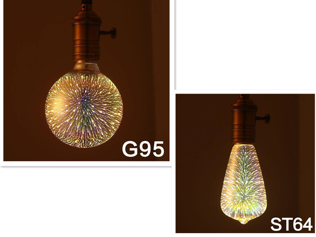 3D Firework LED Light Bulb – ST64/G95/G80/G125/A60 Decorative Holiday & Christmas Lamp, 110-220V