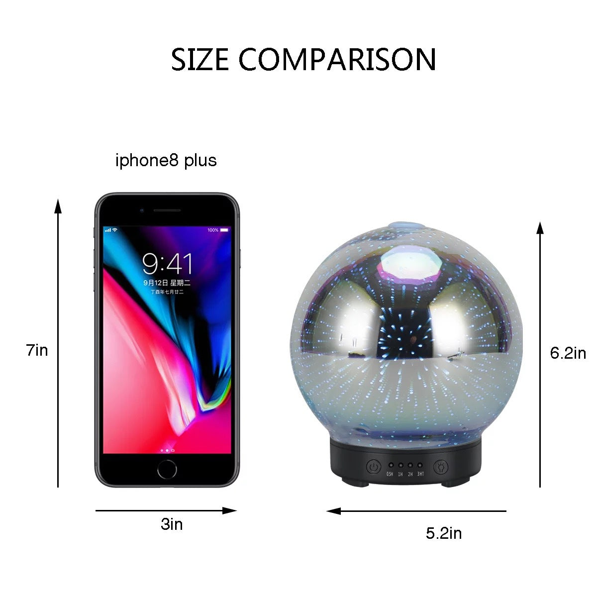 3D Aromatherapy Essential Oil Diffuser Humidifier with 7 LED Color Light Modes Ultrasonic Cool Mist Fragrance Diffuser for Home Spa Bedroom