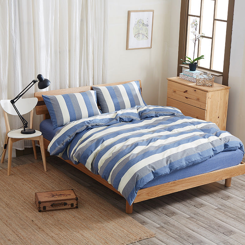 Pure Cotton 4 Piece Bed Sheet Set Soft Breathable Bed Linen Bedding Set for Home Comfort