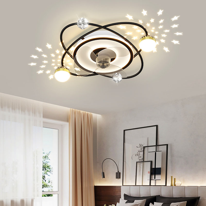 Nordic LED Ceiling Fan Light Bedroom Dining Room Modern Remote Control Ceiling Lamp Fan