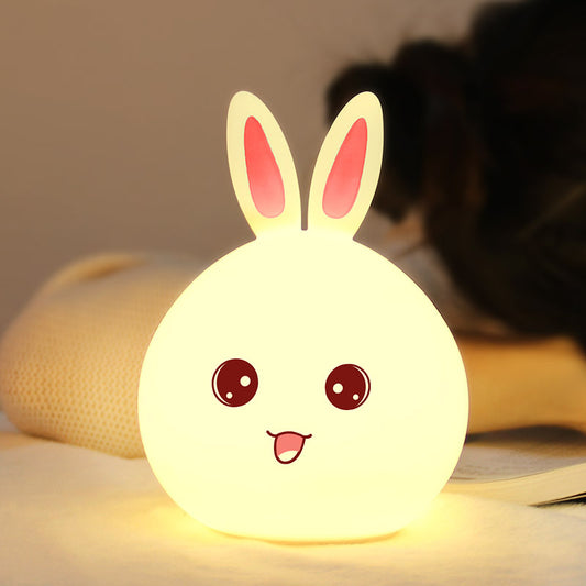Cute Rabbit Night Light Touch Sensor Silicone LED Color Changing Lamp for Kids Bedroom Decor
