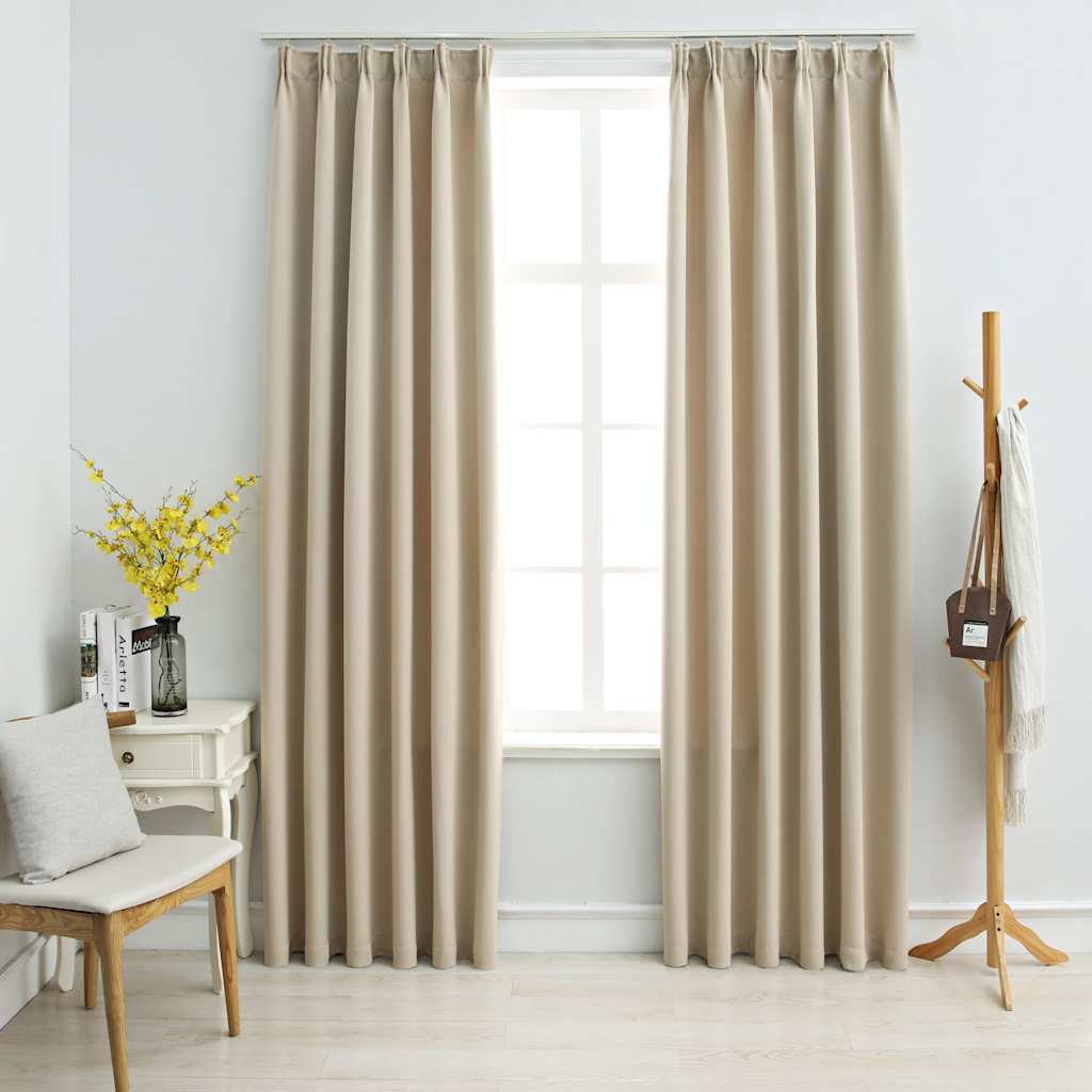 Blackout Curtains with Hooks – 2-Piece Room Darkening Window Drapes