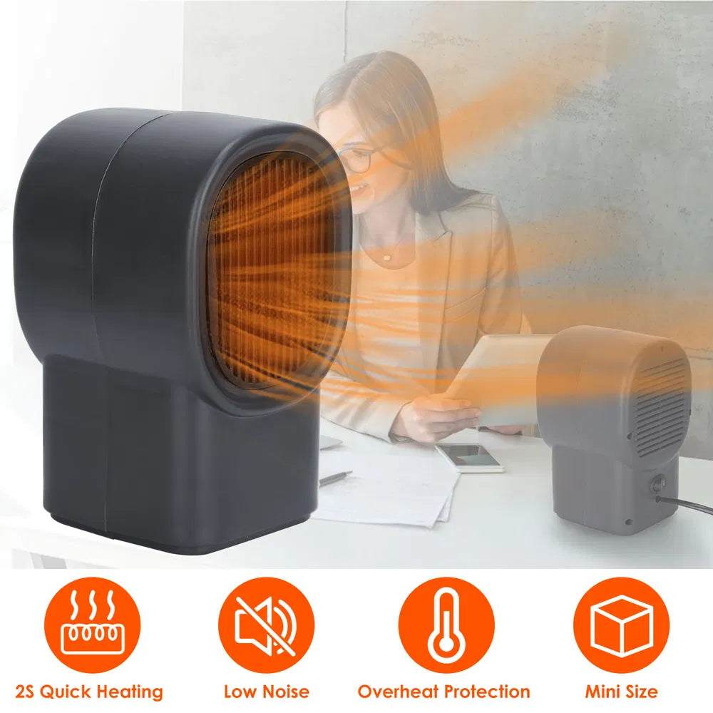 400W Portable Electric Space Heater Mini Desktop Fan Heater Personal Small Space Heater for Home & Office Use