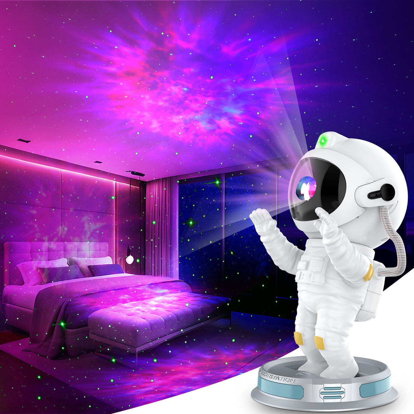 Astronaut Starry Night Light Projector Northern Lights LED Galaxy Lamp for Bedroom Kids Room Decor