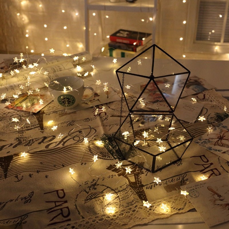 Newsoo Copper Wire Star LED String Lights Flashing Fairy Lights for Room Dorm Girl Heart Decoration