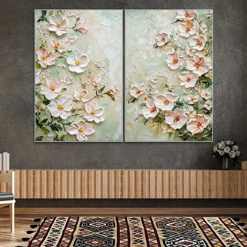 Handmade 3D Texture Flower Oil Painting on Canvas Modern Abstract Wall Art for Home Room Decor Frameless Unstretched