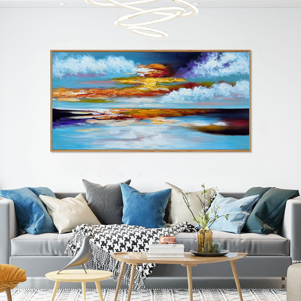 Large Abstract Seascape Sunset Oil Painting Hand Painted Canvas Wall Art Home Decor