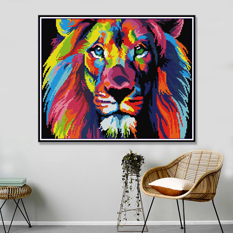 Rainbow Dog Cross Stitch Kit – Colorful Domestic Dog DIY Embroidery Art Set