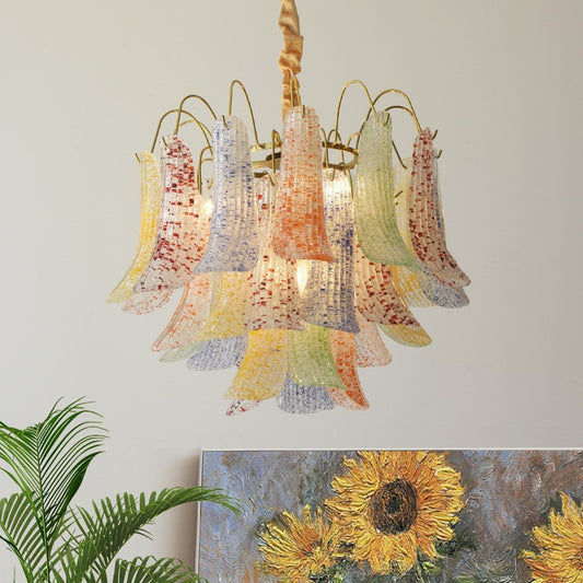 Crystal Shell Chandelier Retro Color Glass Pendant Lamp Bedroom Vintage Ceiling Light Fixture