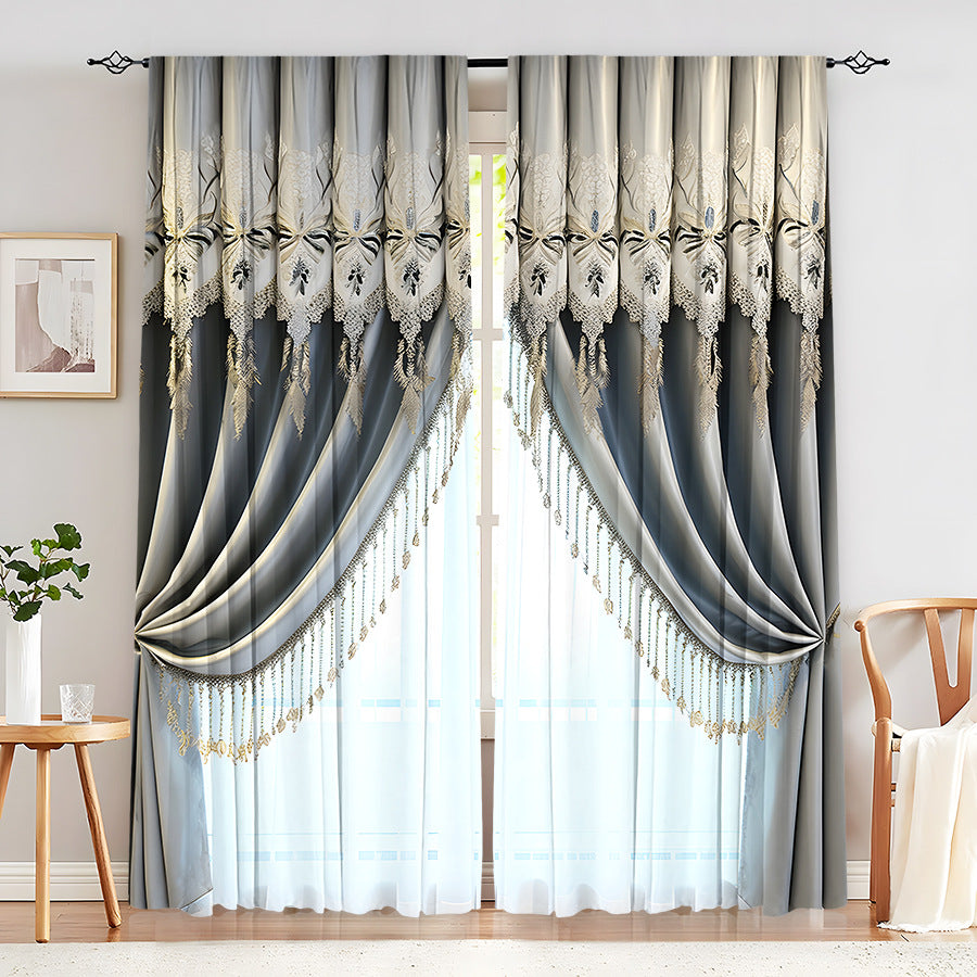 Creative Home European Flower Character Curtains Decorative Window Drapes for Living Room Bedroom Home Decor