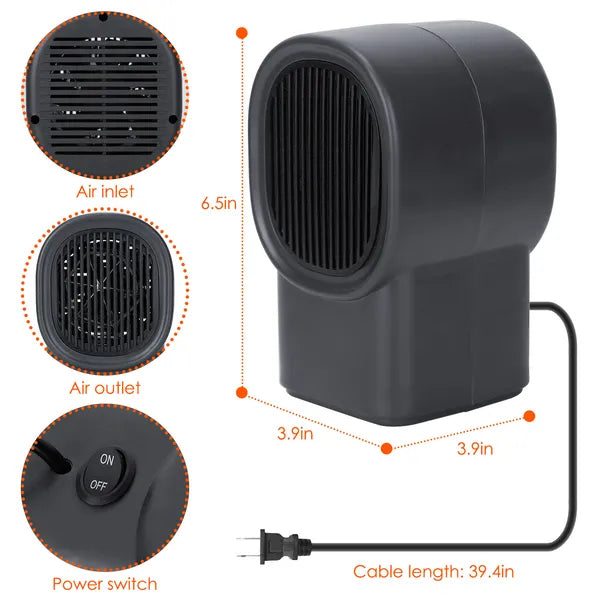 400W Portable Electric Space Heater Mini Desktop Fan Heater Personal Small Space Heater for Home & Office Use