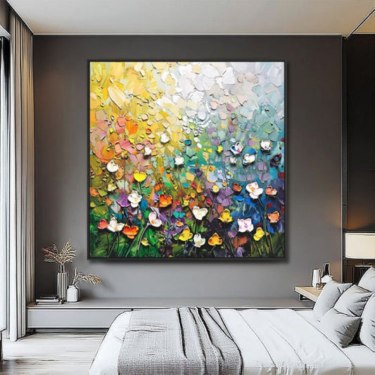 Handmade 3D Palette Knife Flower Oil Painting Abstract Thick Texture Canvas Wall Art Living Room Decor