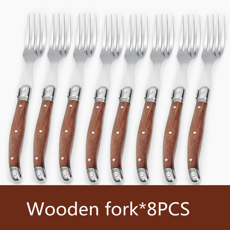 Stainless Steel Rosewood Handle Western Steak Knife and Fork Set Elegant Dining Cutlery Set for Home Restaurant Use