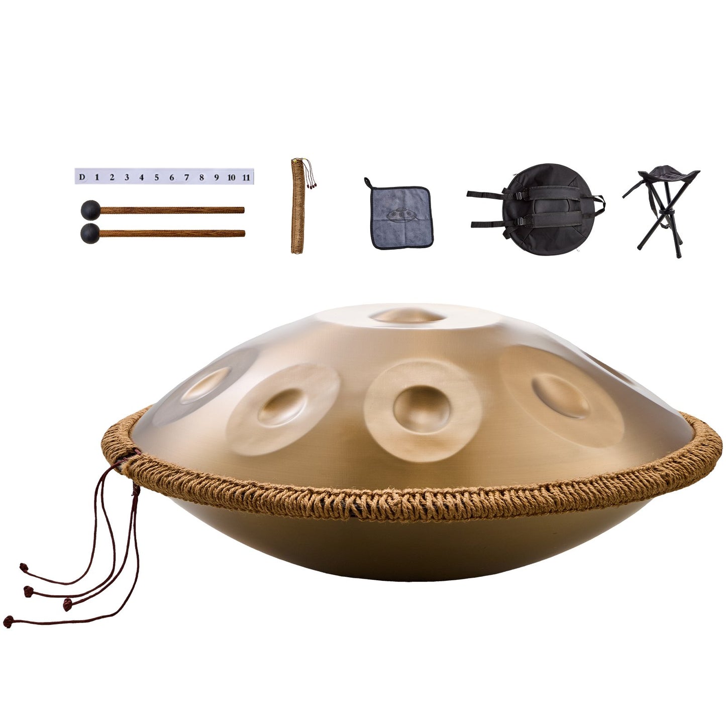 22 Inch Handpan Drum 9 Notes D Minor Steel Hand Drum with Mallets for Adults Meditation Music