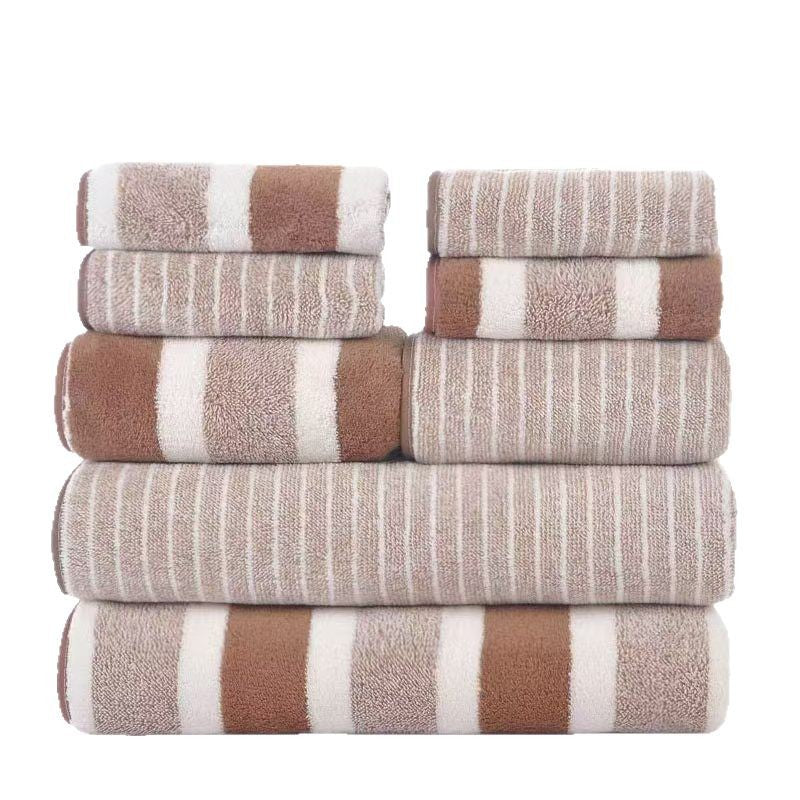 Coral Fleece Towel Set 8 Piece Double Sided Thick Soft Absorbent Face and Bath Towels