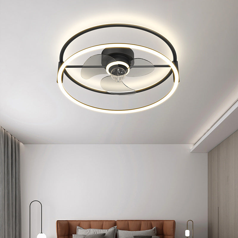 Modern Simple Ceiling Fan Light Dining Room LED Ceiling Fan Lamp With Remote Control