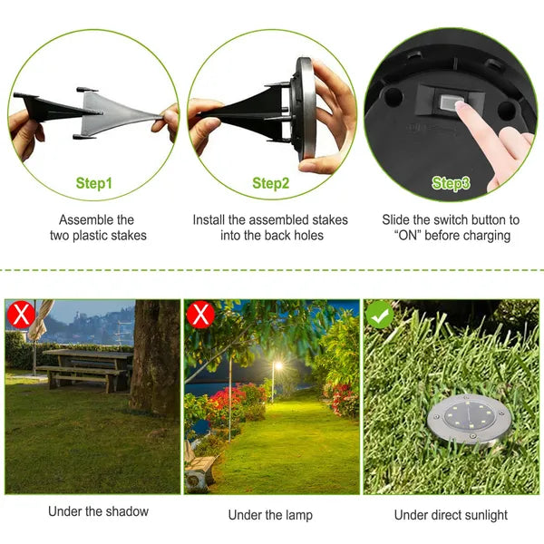 4Pcs Solar Ground Lights – IP65 Waterproof In-Ground Pathway & Garden Deck Decorative Lamps