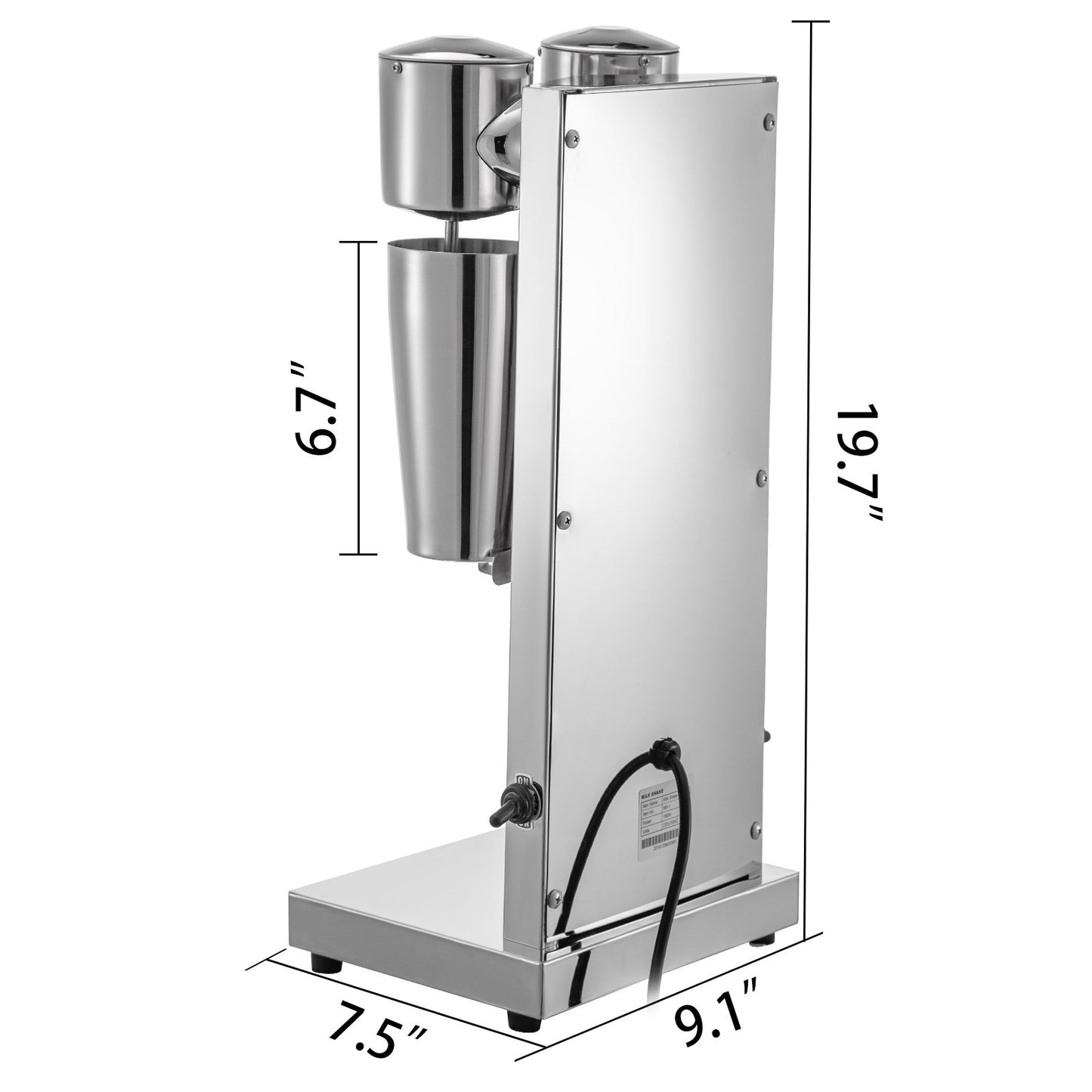 Stainless Steel Electric Milkshake Maker 180W Double Head Milkshake Machine 2 Speed with 800ml Cup for Kitchen Use