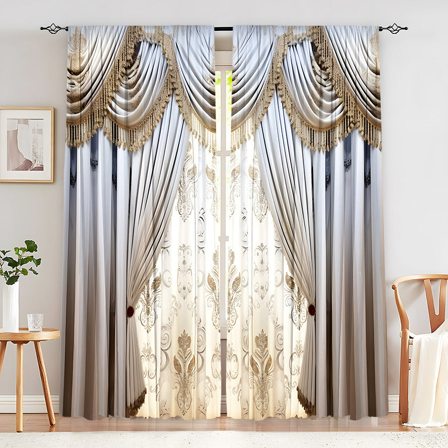 Creative Home European Flower Character Curtains Decorative Window Drapes for Living Room Bedroom Home Decor