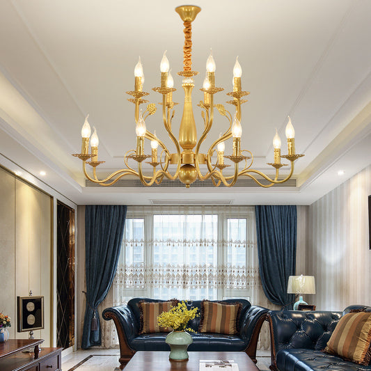 Living Room Bedroom Aisle Wrought Iron Candle Crystal Chandelier