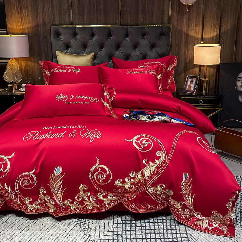 Ice Silk Quilt Bedding Set 4-Piece Cooling Bed Sheets Soft Breathable Summer Comforter Set