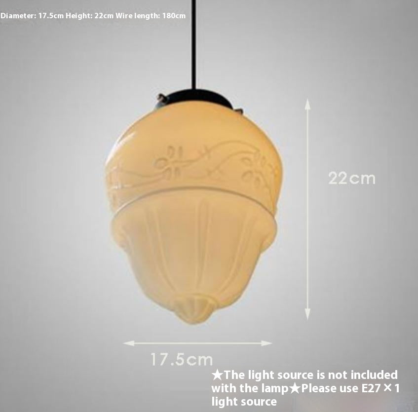 Retro Industrial Single-Head Chandelier – Cream Pendant Light for Living & Dining Room