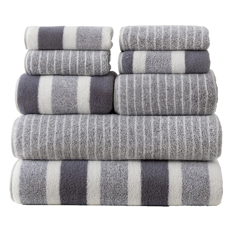 Coral Fleece Towel Set 8 Piece Double Sided Thick Soft Absorbent Face and Bath Towels