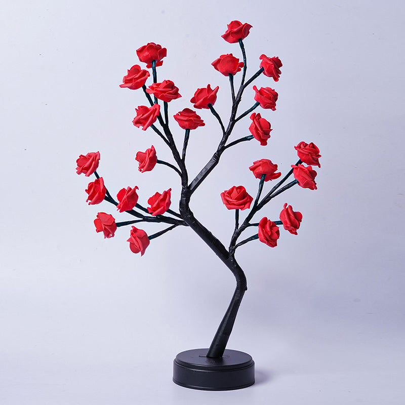 Flower Tree Rose Table Lamp Fairy LED Desk Night Light USB Powered Romantic Wedding & Valentine Decoration Gift