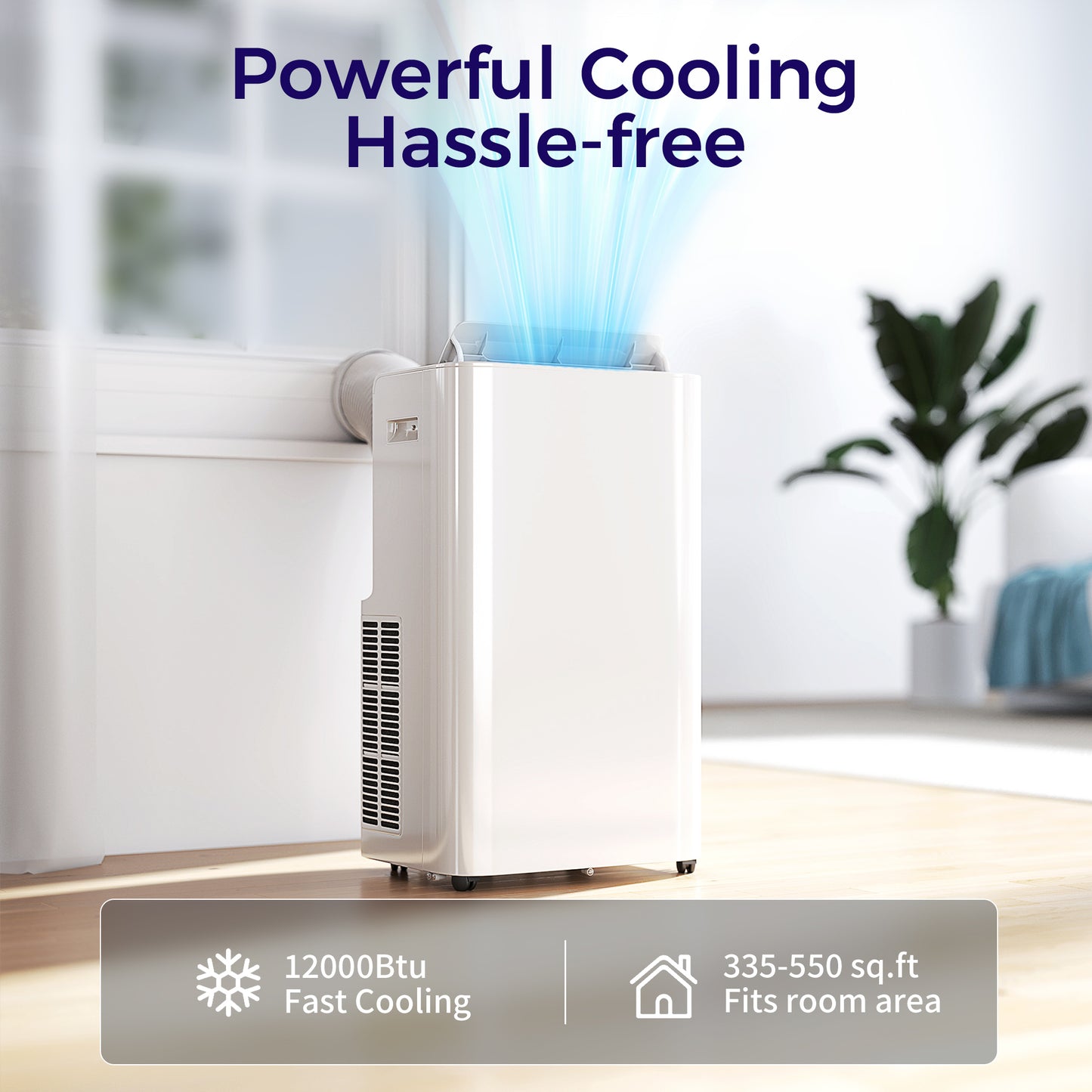 12000 BTU Portable Air Conditioner with Remote Control for Rooms up to 550 Sq Ft, Free Standing AC Unit with Dehumidifier, Fan Mode, 24H Timer & Window Kit