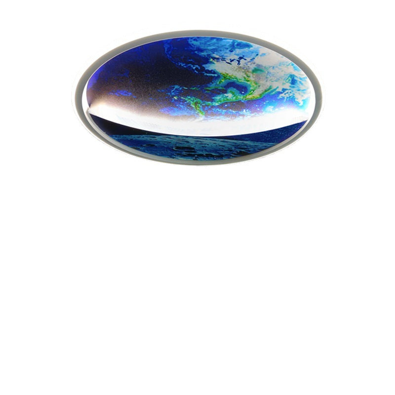 Creative Planet Ceiling Light Smart Eye Protection Round Earth Lamp for Kids Room Bedroom