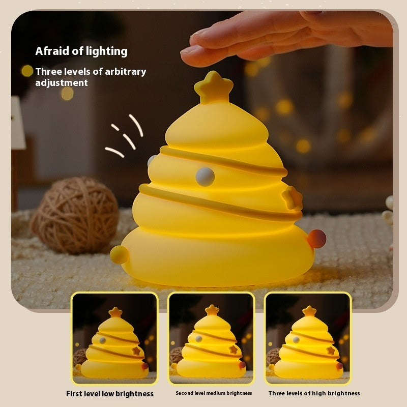 Christmas Tree Silicone Night Light USB Rechargeable Cute Cartoon Table Lamp Eye Protection Kids Birthday Gift Atmosphere Decor